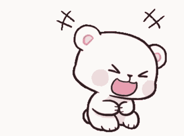 a cartoon drawing of a teddy bear laughing with his mouth open