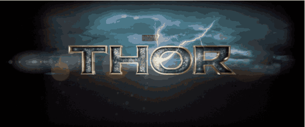 the word thor is displayed on a dark background