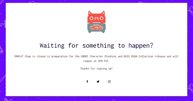 an omocat shop is closed in preparation for the omo character plushies and boss rush collection release and will reopen at 5pm pst