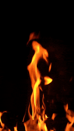 a painting of a man in a white hat standing in front of flames