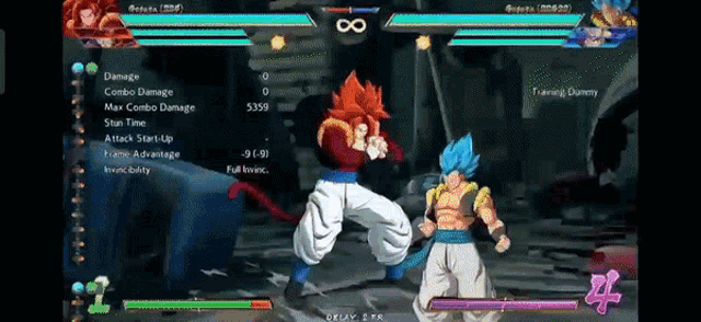 a screenshot of a video game with two characters fighting