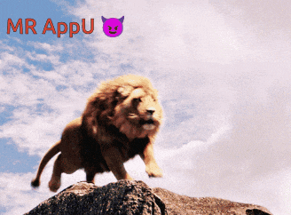 a lion standing on top of a rock with the words mr appu written above it
