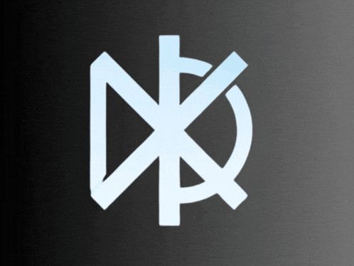 a white symbol on a black background that looks like an x
