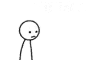 a stick figure with a sad face is standing in front of a white background with the words `` the point '' written on it .