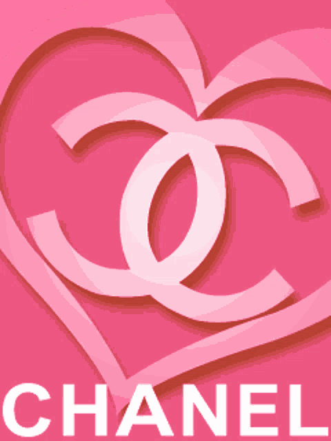 chanel logo on a black background with a white heart