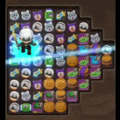 a person is flying through the air in a game with cats and pumpkins