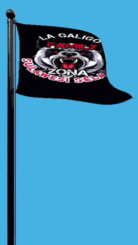 a black flag that says la galigo family is flying in the wind