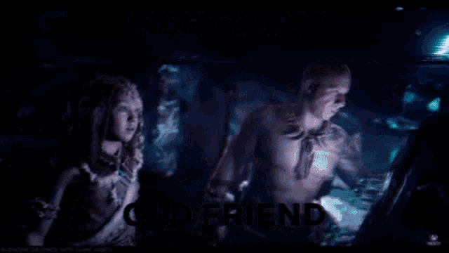 a man and a woman are playing a video game with the words light-out and good-friend written above them