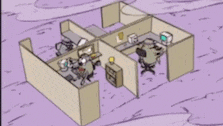 a cartoon of an office cubicle with the words lobo is that you