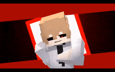 a cartoon character with red eyes and a white shirt and tie