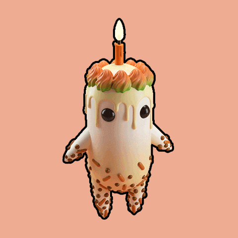 a cartoon drawing of a cake with a candle on it