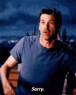 a man in a blue shirt is running and says sorry .