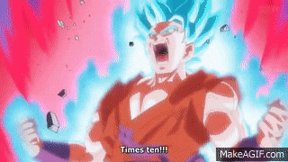 a man in a red and blue costume is screaming with the words `` times ten ! ''