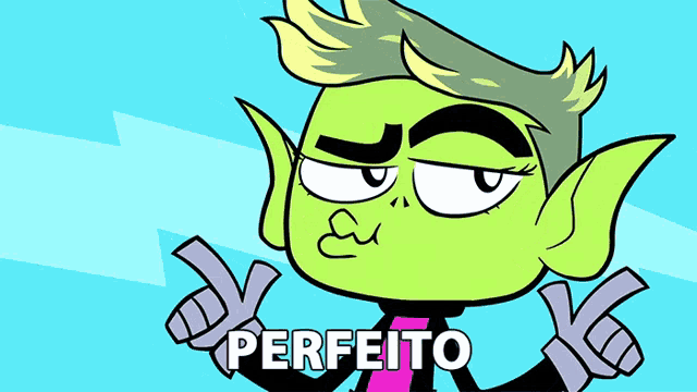 a cartoon character says " perfeito " in a foreign language