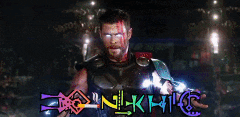 a poster for a movie called thor ragnarok shows a man in a superhero costume