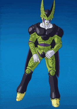 a cell from dragon ball z is giving a peace sign with his finger