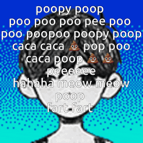 a cartoon of a boy with the words poopy poop written on it