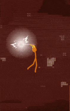 a drawing of a stick figure with a crown on his head in a dark room
