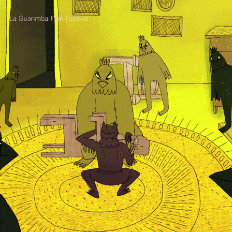 a poster for la guarimba film festival shows a cartoon scene