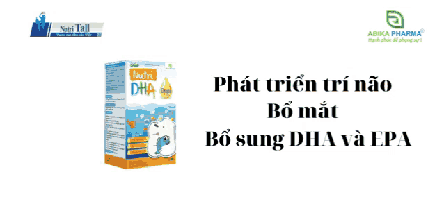 a box of nutri dha sits next to an ad for a pharma company