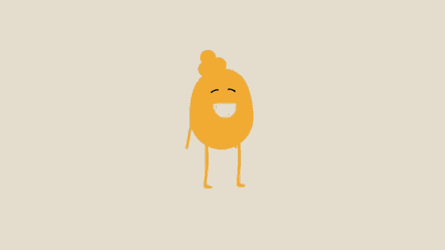 a cartoon character with a smiley face and a bun on its head