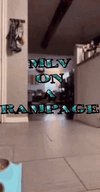 a sign that says mlv on a rampage in blue letters