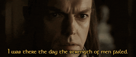 a close up of a man with the words " i was there the day the strength of men failed " below him