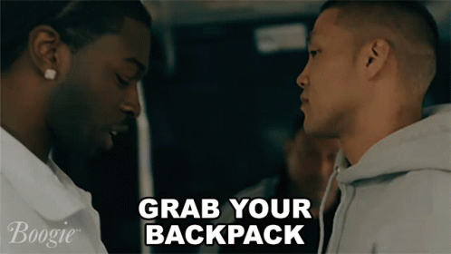 Grab Your Backpack Alfred Boogie Chin GIF - Grab Your Backpack Alfred Boogie Chin Monk GIFs