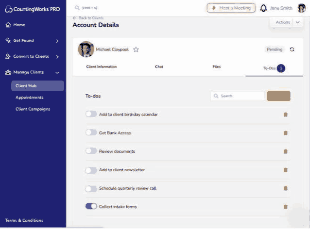 a screenshot of the account details page of a countingworks pro app .