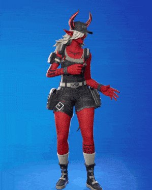 a woman with horns is wearing a black hat that says ' devil ' on it