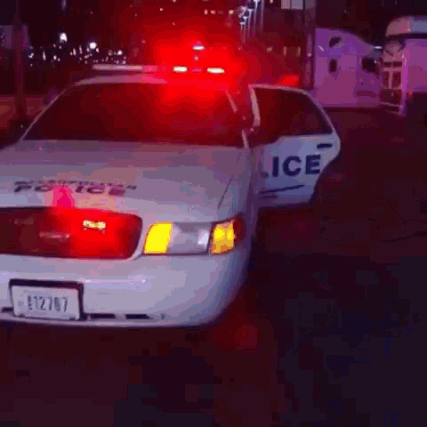 a police car with the word ice on the side