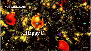 a picture of a christmas tree with the words happy c written on it