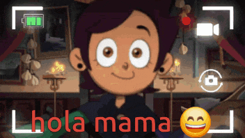 a picture of a cartoon character with the words hola mama