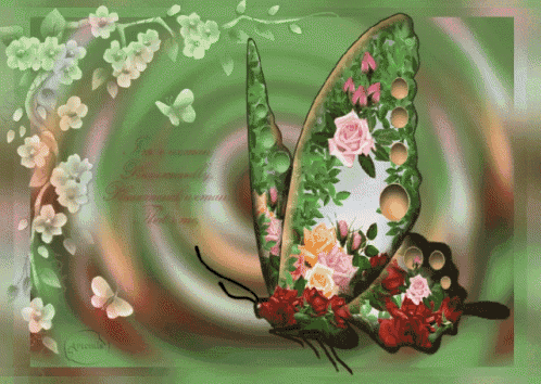 a picture of a butterfly with flowers on its wings