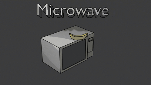 a cartoon drawing of a microwave with a banana in it