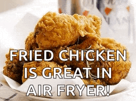 fried chicken is great in an air fryer and is on a white plate .