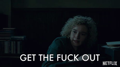Get The Fuck Out And Close The Door Julia Garner GIF - Get The Fuck Out And Close The Door Julia Garner Ruth Langmore GIFs