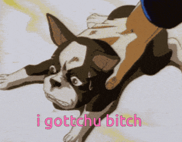 a picture of a dog with the words " i gottchu bitch " on the bottom