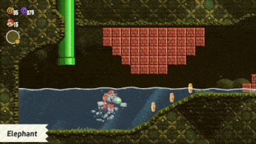 a screenshot of a video game with an elephant in the background