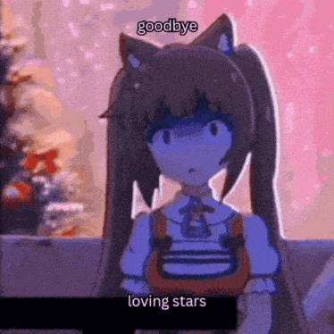 a cartoon girl says goodbye to loving stars
