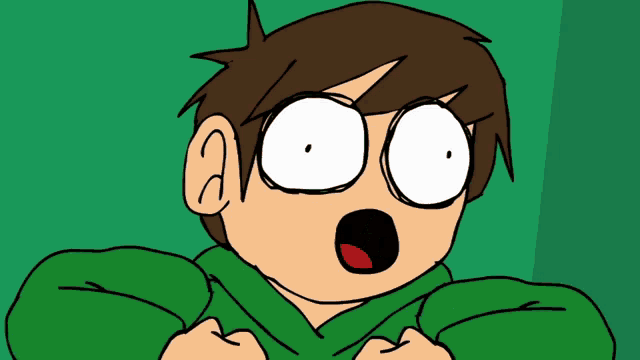 a cartoon character with a surprised look on their face