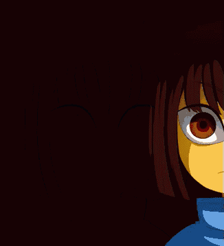 a cartoon character has red eyes and a blue turtleneck