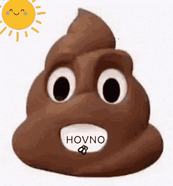 a cartoon poop with the word hovno written on it
