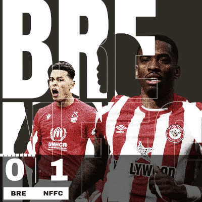 an advertisement for bre nfc shows two soccer players in red and white striped jerseys