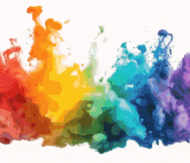 a painting of a rainbow of colors coming out of a white background