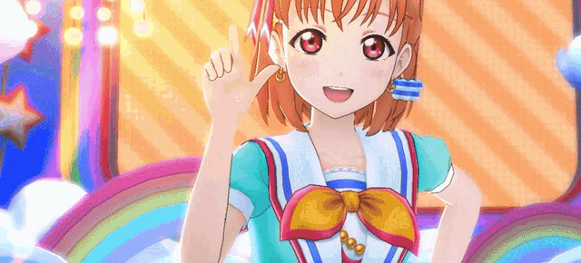 a girl in a sailor uniform is giving a thumbs up