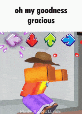 a picture of a video game character with the words oh my goodness gracious