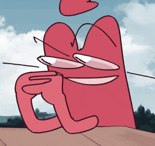 a cartoon drawing of a red heart with glasses