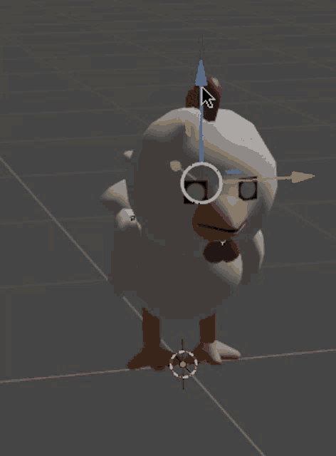 a 3d model of a white chicken with a red collar