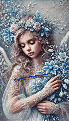 a painting of a girl with flowers on her head and the words good night sleep well